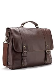 Leather Double Buckle Briefcase