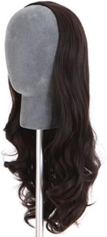 Womens Girls NewComemall 3 Color Fashion 3/4 Full Hair Long Wavy Curly Half Wig (Dark brown)