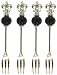 Decorative Fleur De Lis Cocktail Fork Set of Four with Black Glass Bead