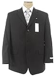 Review Calvin Klein  / Calvin Klein Mens Single Breasted 3 Button Black Pinstripe Wool Suit - Size 50R