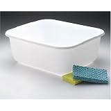 11.5 QT White Plastic Rectangular Dish Pan, 13-1/2' x 11-1/2' x 5-1/4'