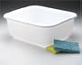 11.4 QT White Plastic Rectangular Dish Pan, 14.45" x 12.55" x 5.67".