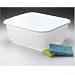 11.4 QT White Plastic Rectangular Dish Pan, 14.45" x 12.55" x 5.67".