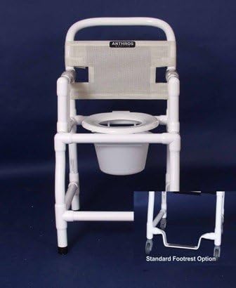 Anthros Medical C1820-0PF Shower Commode Chair, 18 in. Fixed-Arm, No Casters, Hinged Ring Seat, Footrest, Pail