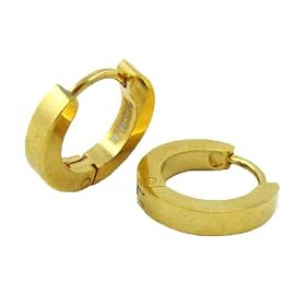 Stainless Steel Gold Plated Ear Huggie Hoop Earrings