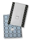 Swaddle Designs Baby Burpies - Brown with Blue Dots and Brown Mod Circles