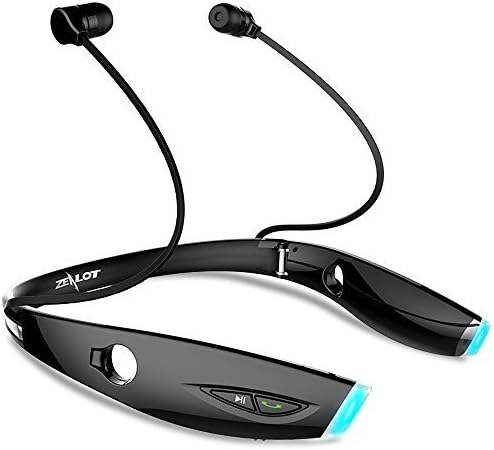 Bluetooth Headphone,EEDI zealot H1 waterproof Foldable Wireless auriculares Earphone Neckband Headset HiFi Led In-ear for Sports Running Gym Exercise (Black)