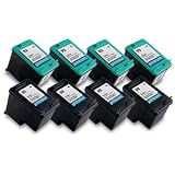 HP 92 C9362WN & HP 93 C9361WN Compatible Remanufactured Combo Pack - 4 Black & 4 Color Ink Cartridges