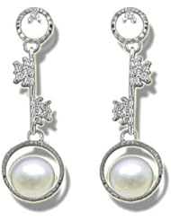 .25 ct 2-6mm Pearl White Gold Dangle Earring