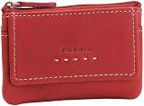 Fossil Womens Leather Coin Purse - Pop Stitch Key Coin Purse (Color: Red)