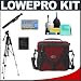 Lowepro Nova Mini AW Camera Bag (Red) Accessory Kit with a FREE Microfiber Cleaning Cloth