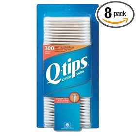 Q-tips Cotton Swabs, Antibacterial, 300-Count Packages (Pack of 8) by Q-Tips