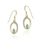18K Gold over Sterling Silver Emerald & Diamond Accent Oval Dangle Earrings