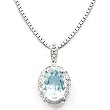14k White Gold Aquamarine and Diamond Pendant with Chain