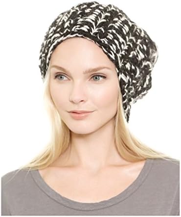 Winter Warm Knitting Comfortable Black and White Beanie Hat for Women