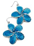 Pearlized Sea Aqua Blue Flower Rhinestone Earrings Fashion Jewelry