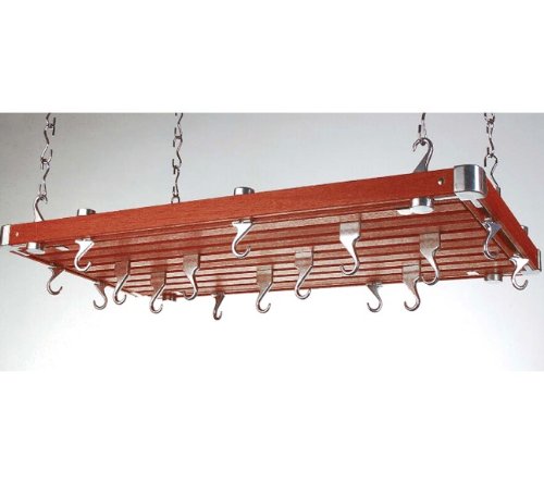 Concept Housewares PR-49232 Rectangular Ceiling Pot Rack - Espresso Wood 36 Inch x 18 Inch