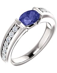 Platinum 7.00x5.00mm Oval Cut Tanzanite and Diamond Ring -- LIFETIME WARRANTY
