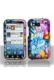 Motorola MB525 DEFY Graphic Rubberized Shield Hard Case - Neon Floral