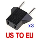 3X New USA US to EU Euro Plug Converter Travel Charger Adapter AC Power Plug Adapter