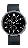 Alessi Unisex Record Stainless-Steel and Black Leather Strap Chronograph Watch #AL6021