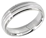 14K. White Gold Machine Carved Comfort Fit Wedding Band Ring