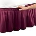 Collections Etc Wrap Around Bed Skirt, Easy Fit Elastic Dust Ruffle, Burgundy, Queen/King