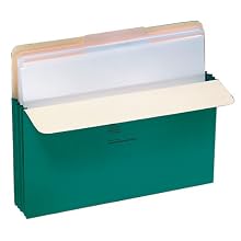 Wilson Jones Colorlife Recycled (50%) Expanding File Pockets, Letter Size, 3-1/2" Expansion, Green, 25/box, WCC64G