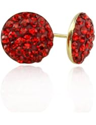 14K Yellow Gold Red Flat Swarovski Crystal Stud Screwback Earring with Screw Back For Girls