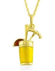 14 Karat Yellow Gold Tropical Drink with Enamel Necklace (18 inch)