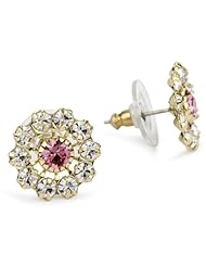 Betsey Johnson Pink Crystal Flower Stud Earrings
