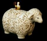 Sheep Cookie Jar with Rooster on Back