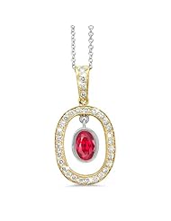 Twin Oval Shaped Vintage Diamond Pendant In 18K Yellow Gold With A 1.06 ct. Genuine Ruby Center Stone.