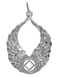 NA Sterling Silver Diamond Cut Wings Pendant