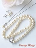 高品質 あこや本真珠7.5〜8mm 4点セット(ネックレス&イヤリング&ペンダント&チェーン)【ホワイトカラー】
