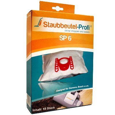 10 Staubsaugerbeutel Siemens VS 06 G2410, VS06G2410, SP 6 von Staubbeutel-Profi®