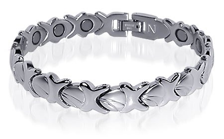 Womens Stainless Steel Magnetic Therapy Bracelet 7.75 “