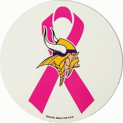 MINNESOTA VIKINGS OFFICIAL PINK RIBBON BREAST CANCER AWARENESS CAR MAGNET