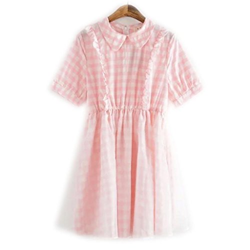 Lifestr(ライフスター)ギンガムチェック　チュール重ねシャツワンピース　森ガール　フェミニン(オリジナルエコバッグセット)