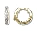 14k Yellow Gold Bead Set Diamond (.05 ctw) Hoop Earrings with Safety Lock)