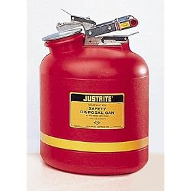 Justrite Nonmetallic Liquid Disposal Safety Cans; Fittings: Plated steel; Capacity: 2 gal., Red.