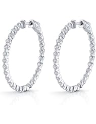 2.50ct Floating Diamond 18k White Gold Patented Lock Hoop Earrings