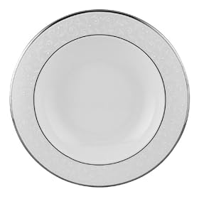 Lenox Opal Innocence 9-Inch Platinum-Banded Fine China Pasta Rim Soup Bowl, Set of 4 by Lenox