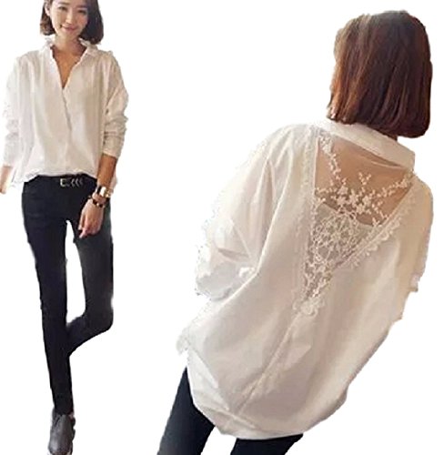 (ココアンドユカ) COCO&YUKA レディース 刺繍 レース 切り替え ドルマン コットンチュニック Y シャツ