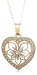 10k Two-Tone Gold Filigree Heart Pendant, 18"