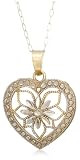 10k Two-Tone Gold Filigree Heart Pendant, 18