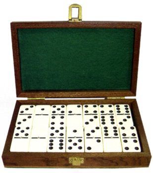 Childrens Toyshop  Toys : Double Six Dominoes in Mahogany Case