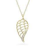 IMAGE OF 10k Yellow Gold Angel Wing with Diamonds Pendant (.03 cttw, I-J Color, I2-I3 Clarity), 18
