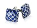 Blue Patterned Domed Enamel Silver Cufflinks with Presentation Box