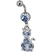 siamese15  - Belly Navel Rings Light Blue Crystal Siamese Cat
